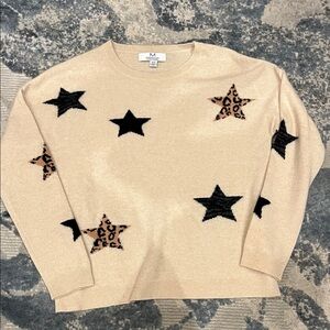 Magaschoni Beige Sweater with Black and Leopard Stars